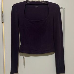 OGL Square-Neck Long Sleeve Top in Plum